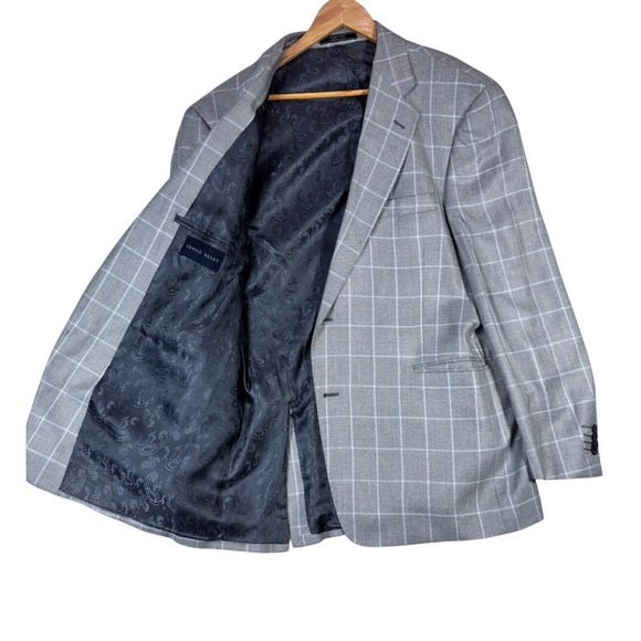 Arnold Brant Other - Arnold Brant Mens 46R Grey Windowpane Bamboo Blazer Sport Coat Made in Italy